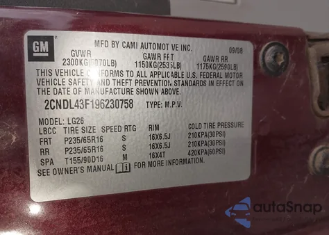 2009 Chevrolet Equinox Lt from USA, damaged, VIN 2CNDL43F196230758